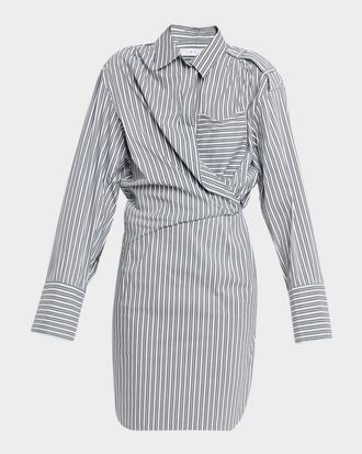 Iro Lazul Pinstripe Wrap Shirtdress