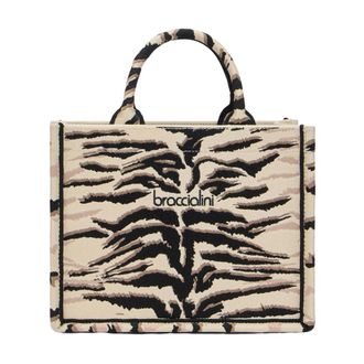 Braccialini Gestreepte Beige Handtas met Exclusieve Borduurwerk - Dames - Tassen - Veelkleurig - Maat: ONE Size