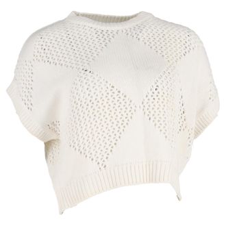Brunello Cucinelli Knit Vest Top in White Cotton