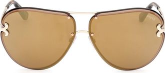 Emilio Pucci 66mm Oversize Pilot Sunglasses in Gold/brown Mirror at Nordstrom