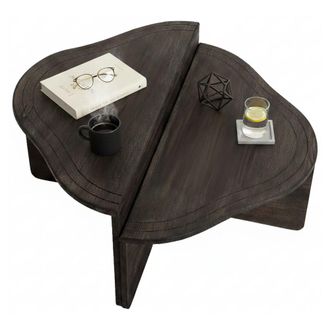 Dmora Mesa De Caf&eacute; Juno, Mesa De Centro Baja, Revistero Para Sof&aacute;, Estante De La Sala De Estar, 90x90h40 Cm, Antracita, Con Embalaje Reforzado - Dmora