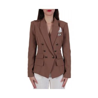 Elisabetta Franchi Dames, Jassen, Bruin, Maat: XL Leer