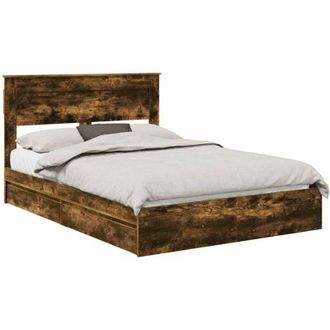 vidaXL Cama Con Almacenamiento Con Cabecera Roble Ahumado 140 X 190 Cm Vidaxl