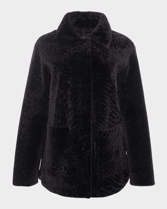 Gorski Reversible Textured Shearling Lamb Jacket