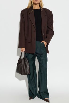 Victoria Beckham Wool Pleated Trousers, Womens, Green