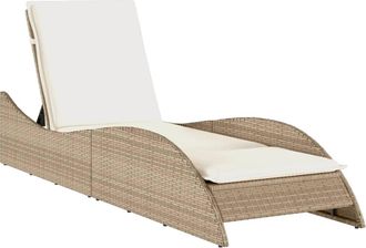 vidaXL Vidaxl - Tumbona Con Coj&iacute;n Rat&aacute;n Sint&eacute;tico Beige 60x205x73 Cm