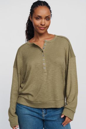 Pilcro 100% Cotton Slub Henley Top