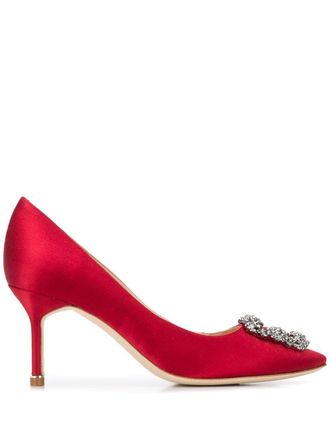 Manolo Blahnik 70mm Hangisi pumps - women - Silk - 37 - Red