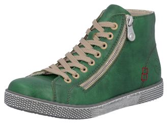 Rieker Schn&uuml;rboots RIEKER, Damen, Gr. 36, gr&uuml;n (maigr&uuml;n), Lederimitat, unifarben, Schuhe Schn&uuml;rboots, Schn&uuml;rstiefelette, Casual-Boots mit Reissverschluss aus