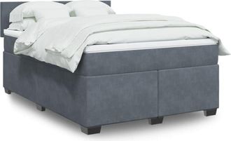 vidaXL Cama Box Spring Con Colch&oacute;n Terciopelo Gris Oscuro 140x200 Cm