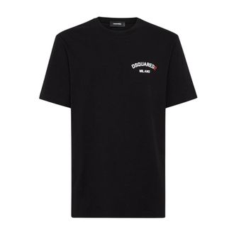 Dsquared2 Regular Fit T-shirt Met Rubberen Logo, Zwart