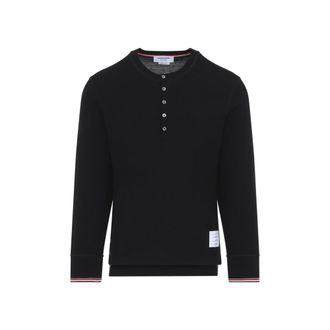 Thom Browne Black Full Sleeves Henley T-Shirt