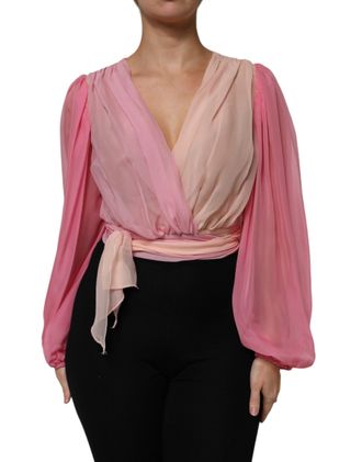 Dolce & Gabbana Womens Silk Chiffon Blouse Ombre - Light Pink - Size EU 40 (Womens)