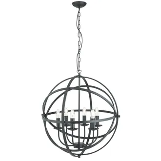 Searchlight Lampadario Industrial-nordico Orbita Acciaio Nero 6 Luci E14