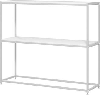 HOMCOM Consolle da Ingresso con Ripiano Aperto in Acciaio e Truciolato Bianco - Homcom