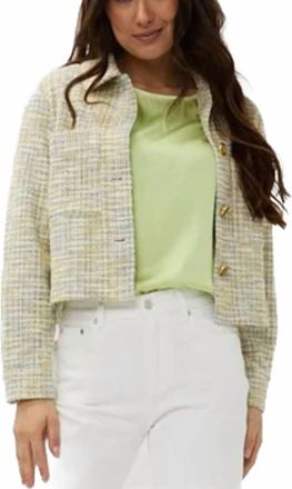 Esqualo Tweed Button Jacket In Beige Multi