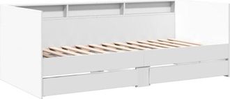 vidaXL Sofá cama con cajones sin colchón blanco 100x200 cm Vidaxl