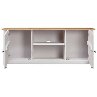 Berkfield Home TV Cabinet White 120x40x50 cm Solid Pine Wood Panama Range | Size: 120 x 40 x 50 cm