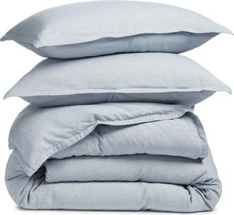 Nordstrom Lyocell & Linen Duvet Cover & Shams Set in Blue Chip at Nordstrom, Size Queen