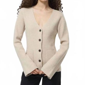 French Connection Ellie Knit V Neck Cardigan In Beige