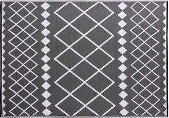 Oviala Alfombra de exterior de polipropileno reciclado gris de 180 x 120 cm