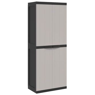 vidaXL Armario De Almacenaje Exterior Pp Gris Y Negro 65x37x165 Cm Vidaxl