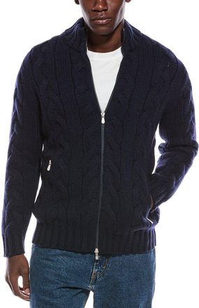 Brunello Cucinelli Cable Cashmere Mock Neck Cardigan