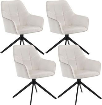 Woltu Woltu - Juego de 4 Sillas de Comedor con Patas de Metal. Respaldo y Asiento Giratorio. en Terciopelo Crema