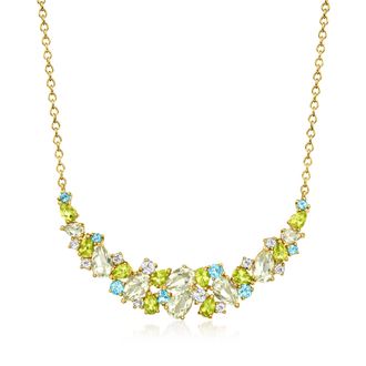 Ross-Simons Multi-Gemstone Collar Necklace in 18kt Gold Over Sterling