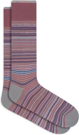 Bugatchi Stripe Mercerized Cotton Blend Dress Socks in Dusty Pink at Nordstrom