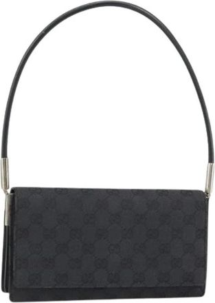 Gucci Pre-owned Shoulder Bags, female, Black, Size: ONE SIZE Pre-owned Canvas Shoulder Bag