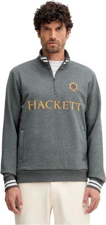 Hackett Hoodies & sweatvesten, Heren, Grijs, L, Katoen, Half-zip Sweatshirt