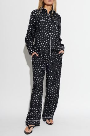 Moschino Silk Shirt With Print, Womens, Black