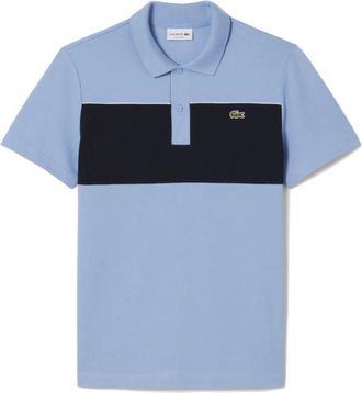 Lacoste Tops, Heren, Blauw, M, Katoen, Regular Fit Kleurenblok Piqu&eacute; Poloshirt