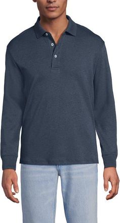 Lands End Long Sleeve Cotton Supima Polo Shirt in Dusk Indigo Heather at Nordstrom, Size Xx-Large