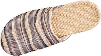 Generic 2026 Mens Slippers Men Beach Outside Wear Home Linen Large Size Non Slip Sandals (Grey, 7)