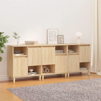 vidaXL Vidaxl - Aparadores 3 Uds Madera Contrachapada Roble Sonoma 60x35x70 Cm