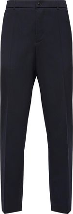 Moncler Wool Blend Gabardine Tailored Pants Blue Size 48