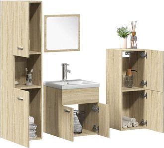 vidaXL Juego De Muebles De Ba&ntilde;o 5 Pzas Madera Ingenier&iacute;a Roble Sonoma Vidaxl