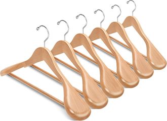 OEM 5 Perchas De Madera, Hombros Anchos De 5,5 Cm, Gancho Giratorio De 360&deg;, Antideslizantes, Para Abrigos Y Chaquetas