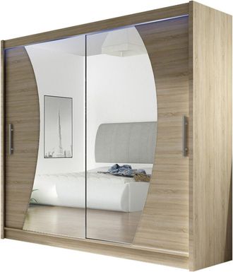 Mirjan24 Armario Closico 115, Roble Sonoma, 215x180x58cm, Puertas De Armario: Correderas, N&uacute;mero De Estantes: 0, Led