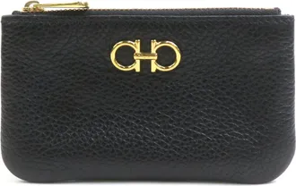Ferragamo Black Leather Coin Purse/Coin Case (Pre-Owned)