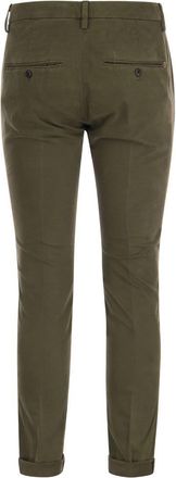 Dondup Mens Gaubert - Slim-fit Gabardine Trousers - Dark Green Cotton - Size 36 (Waist)