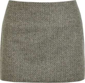 Reformation Carla tweed mini-rok met visgraatpatroon - Grijs