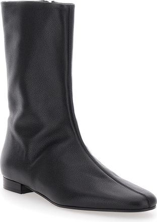 Toteme Womens Black Ankle Boots With Pointed Toe Leather