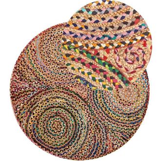 Beliani Tappeto tondo in cotone e iuta &oslash; 140 cm multicolore Yenice