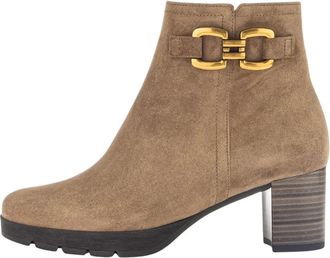 Gabor Enkellaars - Dames - Laarzen met Hak - Beige - 42 1/2 EU - Su&egrave;de - Schoenen
