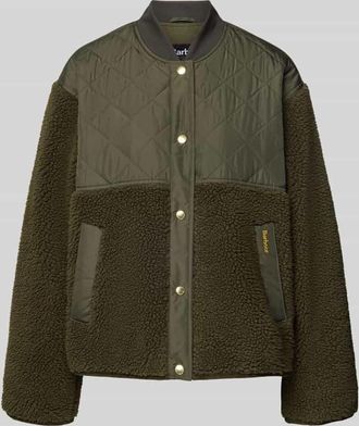 Barbour Regular Fit Teddyfell-Jacke mit Stepp-Besatz Modell WETHERBY FLEECE in Oliv, Größe 34