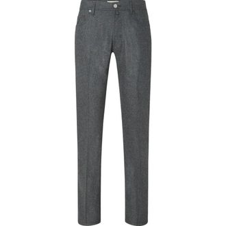 Jacob Cohen Slim-fit Trousers, male, Gray, W33, Elegant Wool Flannel Grey Trousers