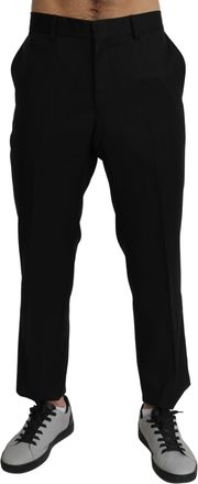 Dolce & Gabbana Black Cotton Wool Formal Dress Mens Pants